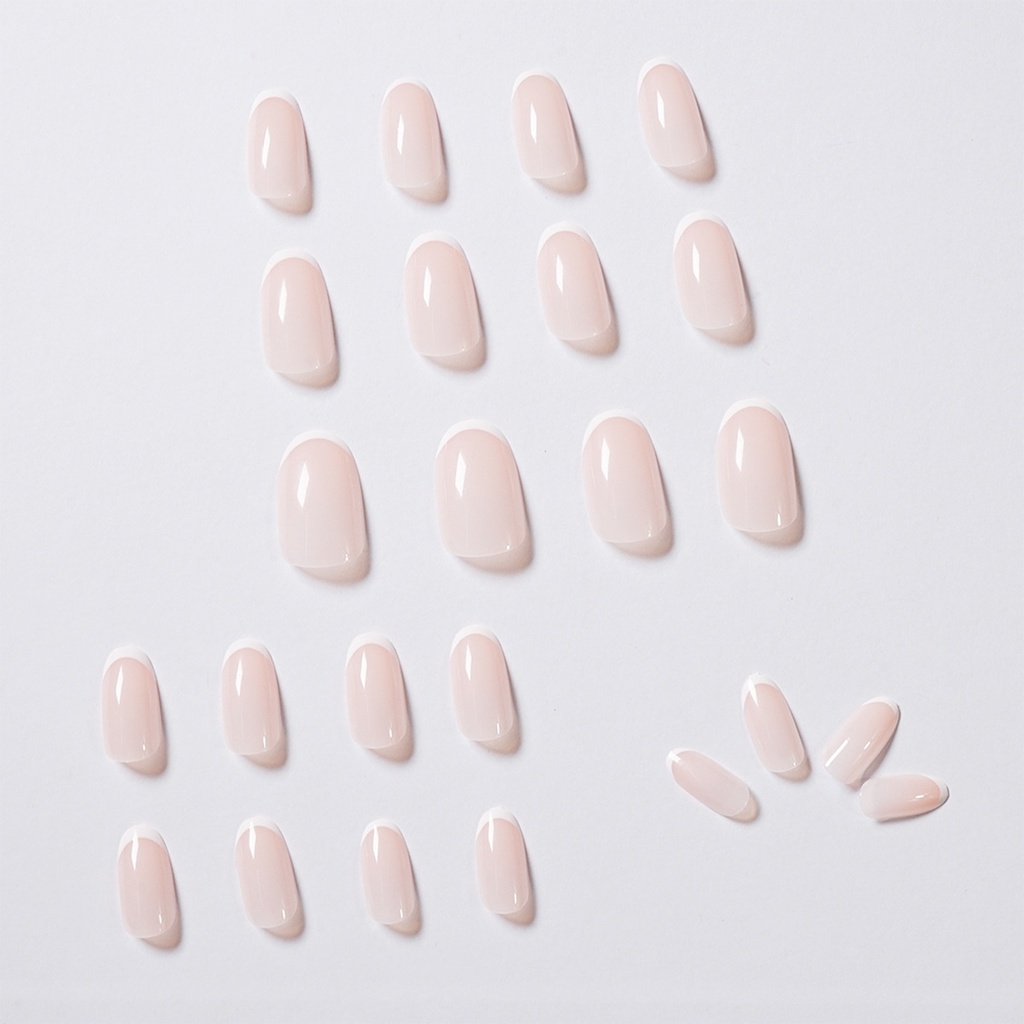 [Hàng mới về] Hộp 24 móng tay giả đầu tròn màu hồng thiết kế thời trang dành cho nữ