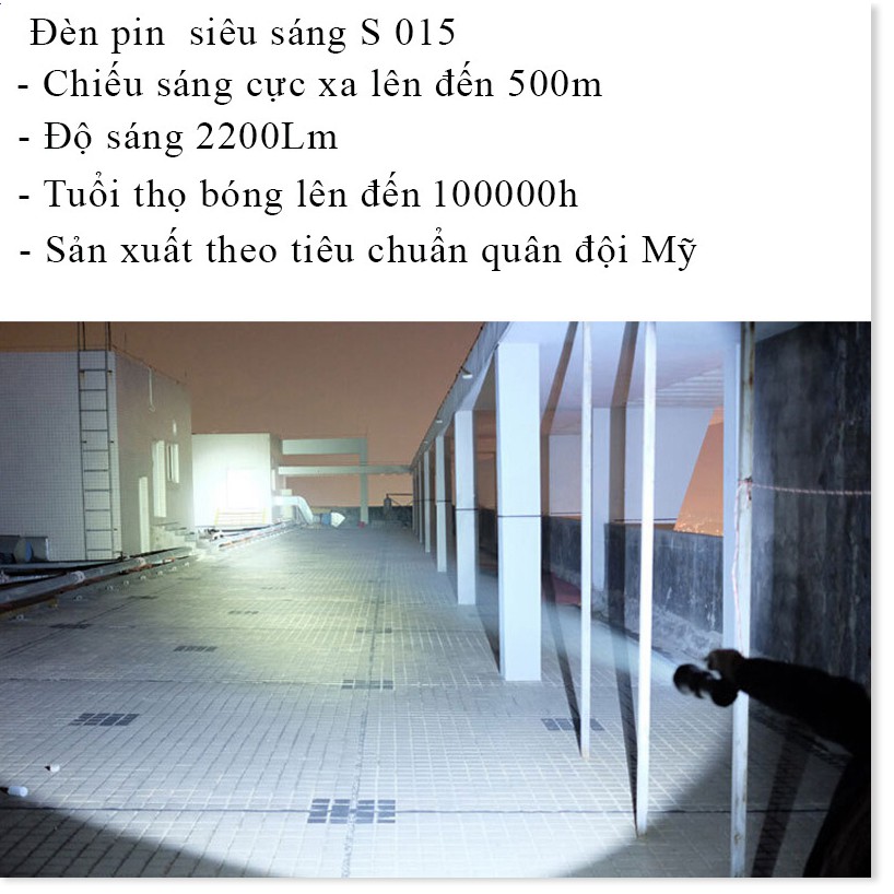 Đèn Pin Siêu Sáng LYS015 ✔️Chính hãng✔️ Chiếu xa 600m, Chống nước, Pin Cực Bền +Tặng sạc, hộp đựng.