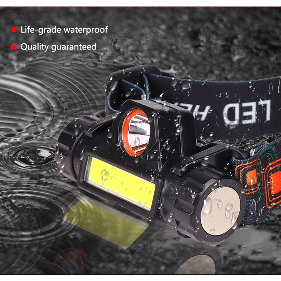 Đèn Pin Đeo Đầu 2 Chế Độ Cob Có Nam Châm Chống Thấm Nước 18650