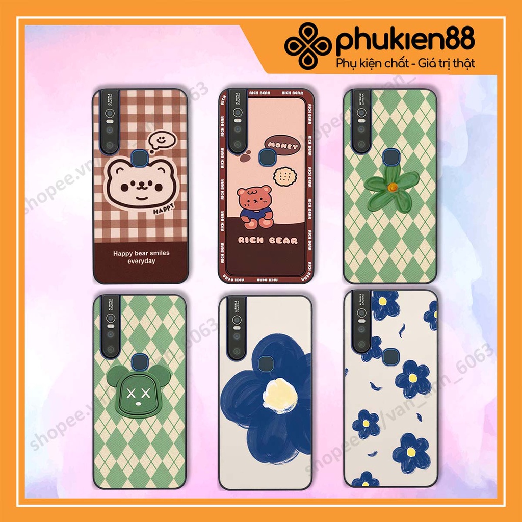 Ốp lưng Vivo V15 / V15 Pro in hình hoa, gấu rich bear nghệ thuật, thời trang