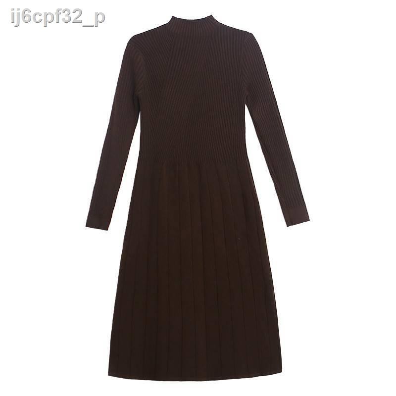 High neck over the knee knitted sweater dress women s 2020 autumn and winter new slim thick mid-length base skirt | BigBuy360 - bigbuy360.vn