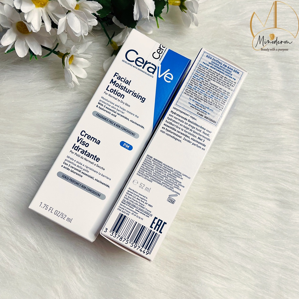 Sữa dưỡng ẩm chuyên biệt CERAVE AM, PM FACIAL MOISTURISING LOTION ban ngày và ban đêm 52ml