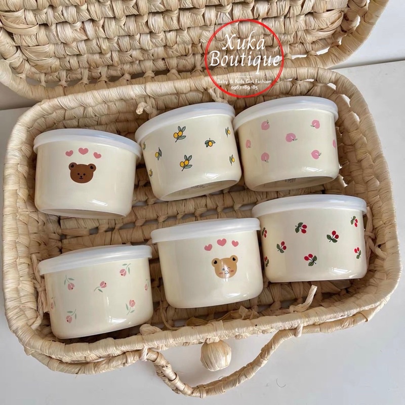 Bát Sứ Ăn Dặm Cao Cấp Cho Bé Có Nắp Đậy Giữ Nhiệt Tiện Lợi Kiêm Bát Ăn Dặm và Hộp Trữ Đông