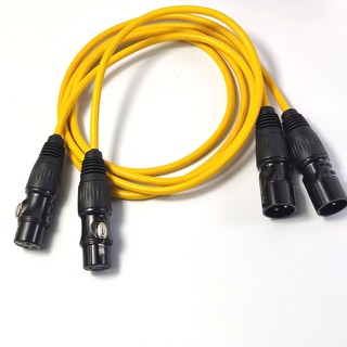 Cặp Dây Canon 2 đầu đực cái Nhật bãi màu vàng jack chân đồng cao cấp dài 1m
