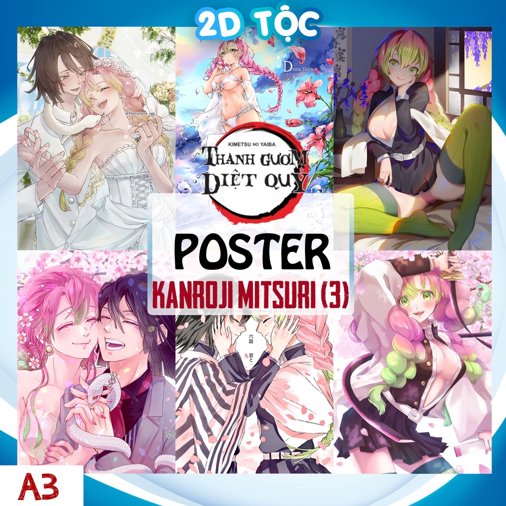 Poster A3 Kanroji Mitsuri (3) Anime Manga Kimetsu No Yaiba - 2D Tộc Shop