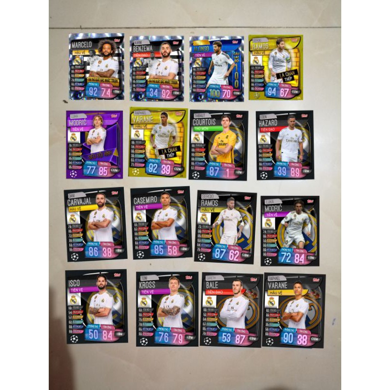 Combo 16 thẻ cầu thủ REAL MARDRID match attax