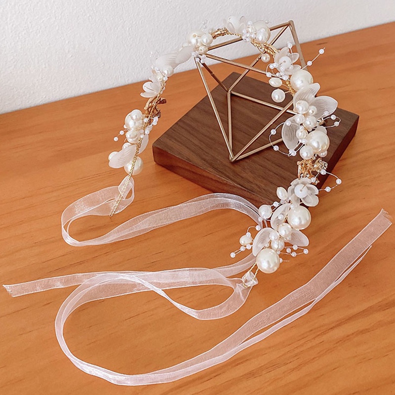 Cài Tóc Hình Vòng Hoa Đính Ngọc Trai Giả Trang Nhã Cho Cô Dâu