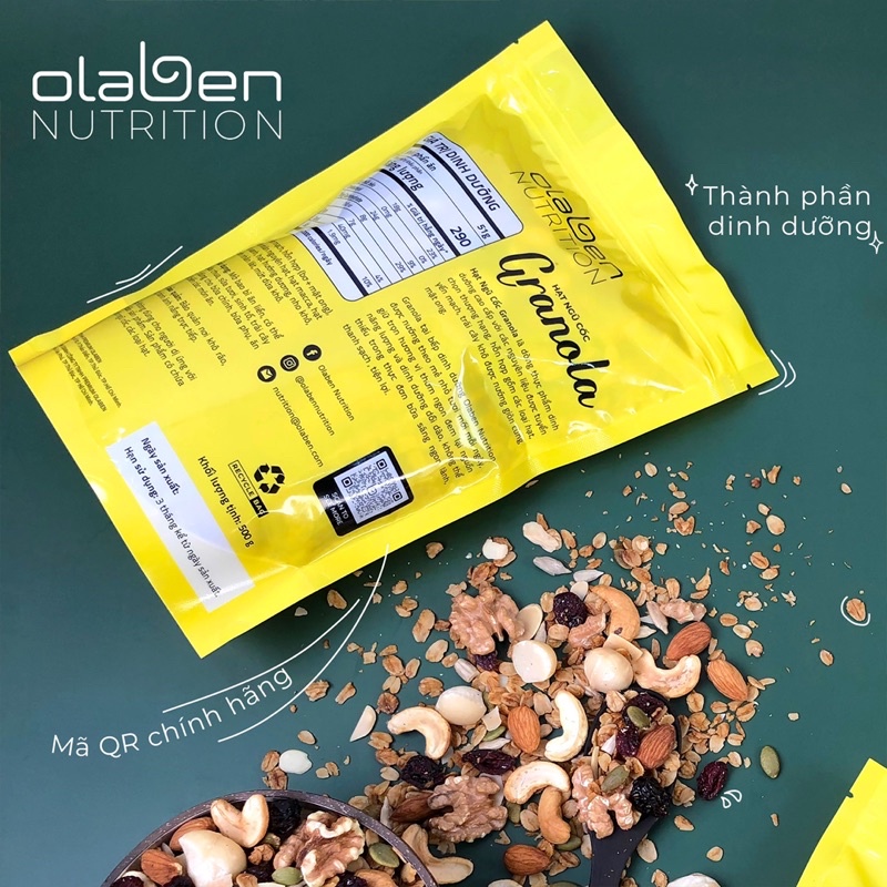 Olaben Nutrition  1 túi Hạt Granola 500g - Ngũ cốc giảm cân nướng mật ong Vanila
