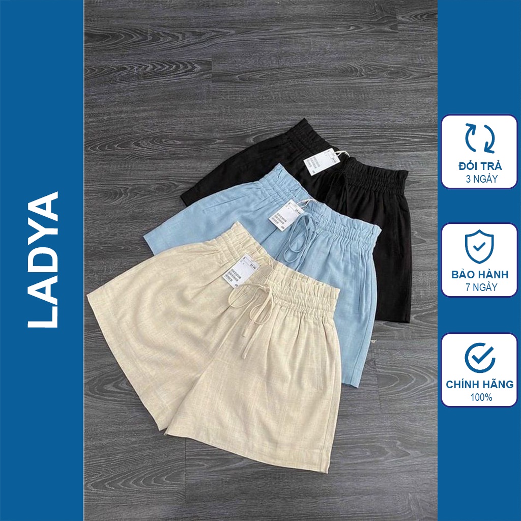 [Mã FAMARAL1 giảm 10K đơn 50K] Quần short đùi nữ vải đũi ống rộng thời trang LADYA STORE