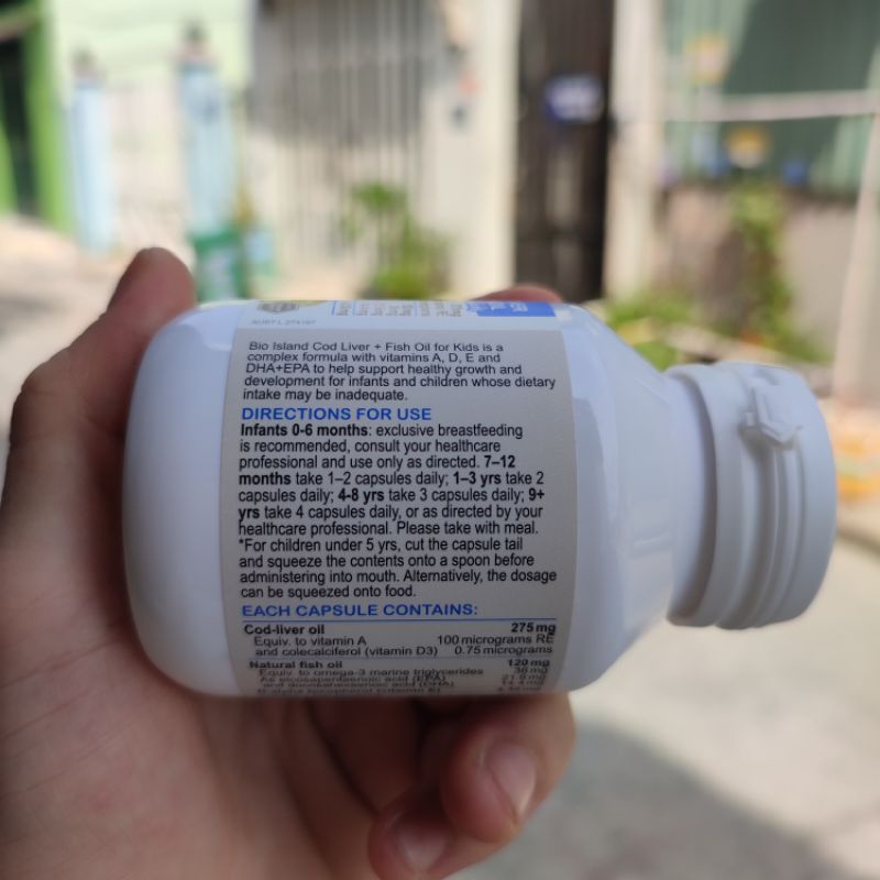 Tinh dầu gan cá tuyết Cod Liver Fish Oil Bio Island giàu DHA hộp 90 viên