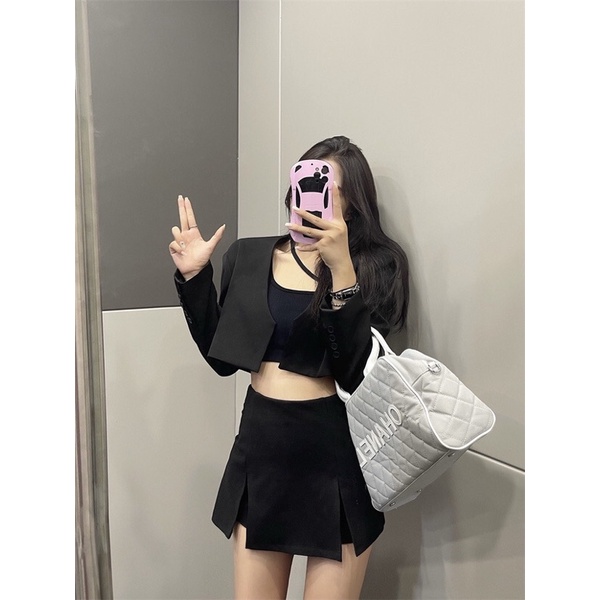 (SẴN) TKLIHN Set váy VEST ulzzang CROPTOP áo khoác BLAZER dài tay CROPTOP + chân váy body chữ A ulzzang 2021 | WebRaoVat - webraovat.net.vn