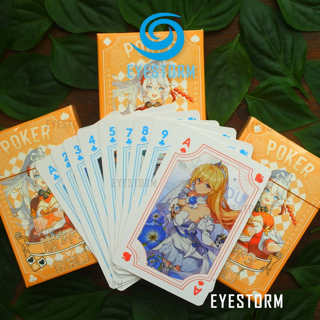 Bài tây anime HONKAI IMPACT 3, tú lơ khơ, manga - Poker S - 54 lá