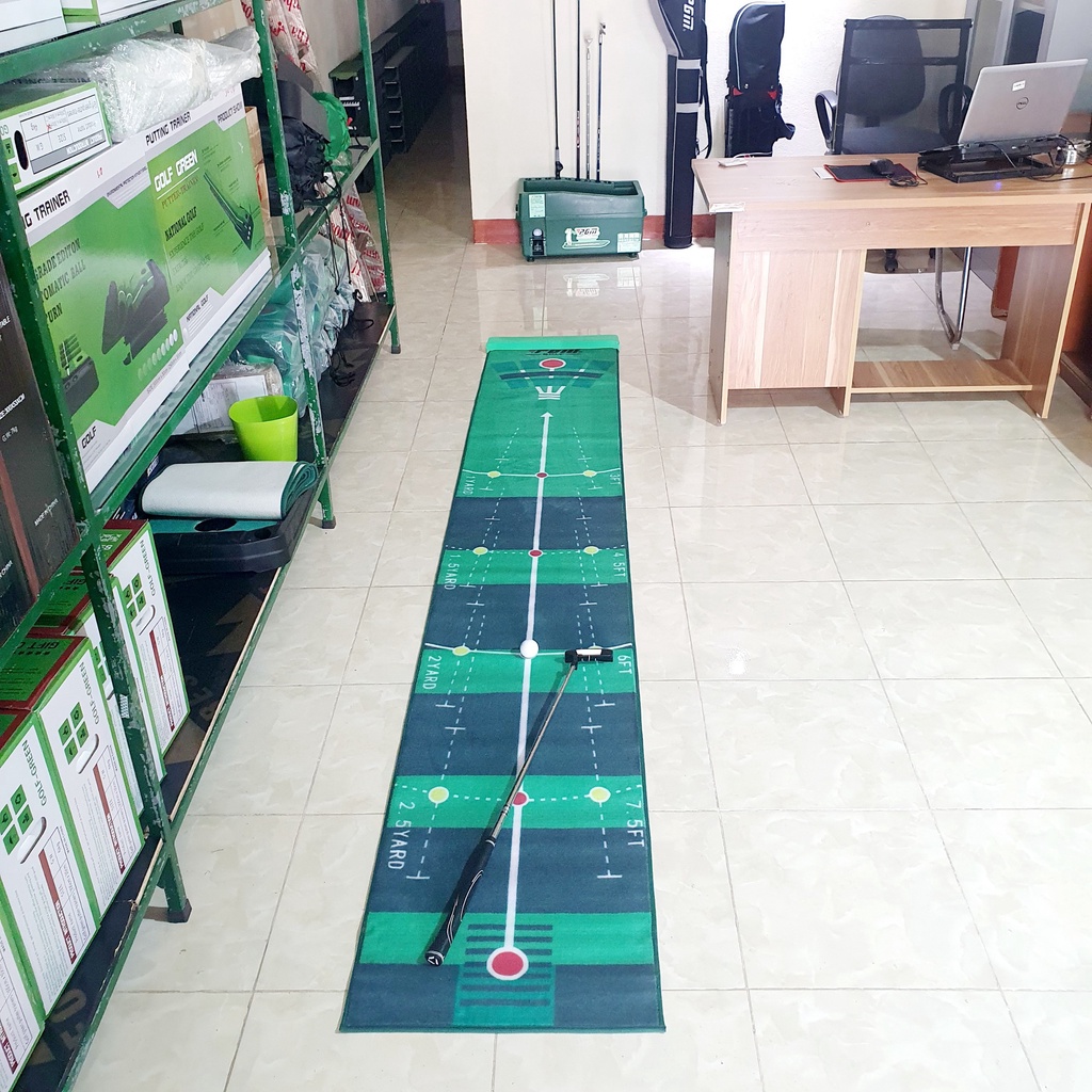 Thảm tập putting golf tại nhà PGM TL018: Kèm máy bắn trả bóng, có thanh chắn bóng, nỉ nhung cao cấp, chính hãng.