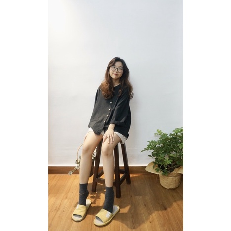 Áo suông tay dài linen