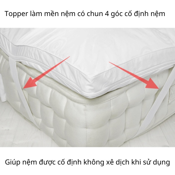 TOPPER NỆM CAO CẤP, TẤM ĐỆM LÀM MỀM NỆM HÀNG CHUẨN KHÁCH SẠN, KÍCH THƯỚC  NGANG 1M/1M2/1M4/1M8/1M8/2m2,DÀI 2M, DÀY 5-9CM