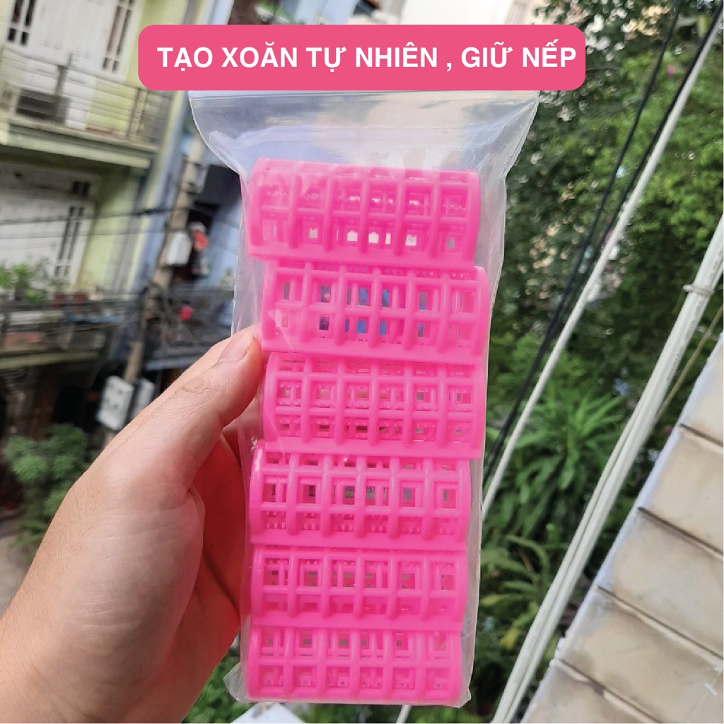 Lô cuốn tóc xoăn kèm trục cố định, uốn tóc mái bằng nhựa, nhiều kích cỡ cho bạn lựa chọn