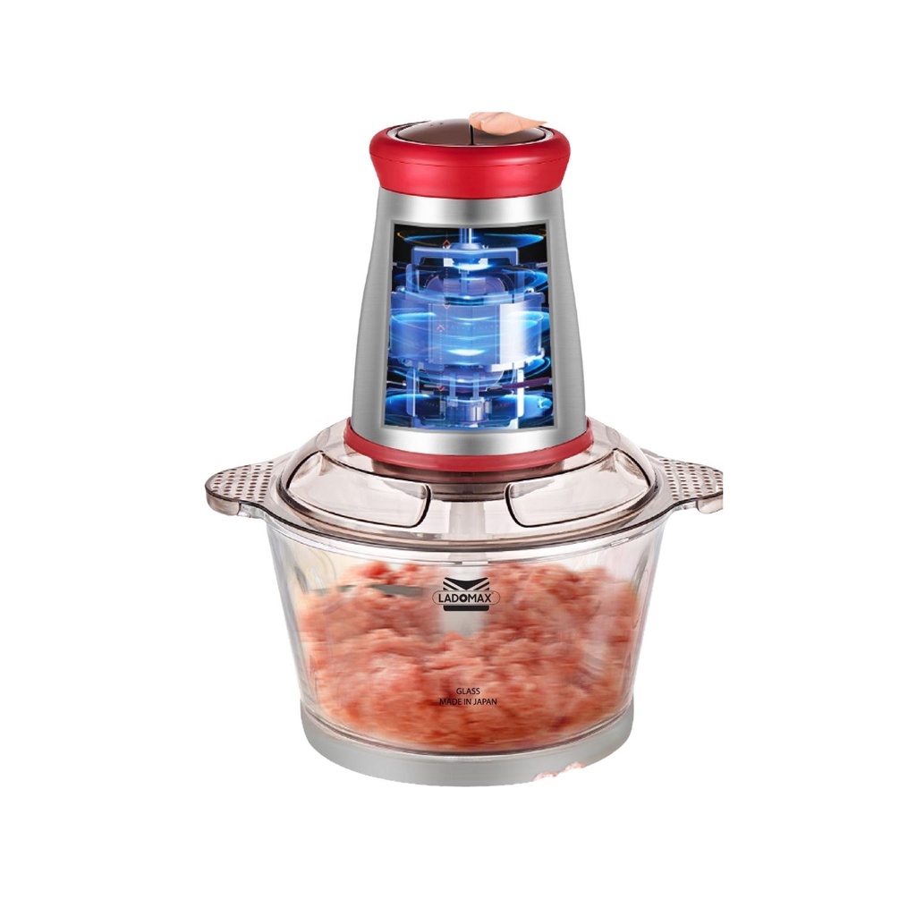 Máy xay thịt đa năng Ladomax, máy xay thịt cối thủy tinh, dao inox, công suất 400W HA-333