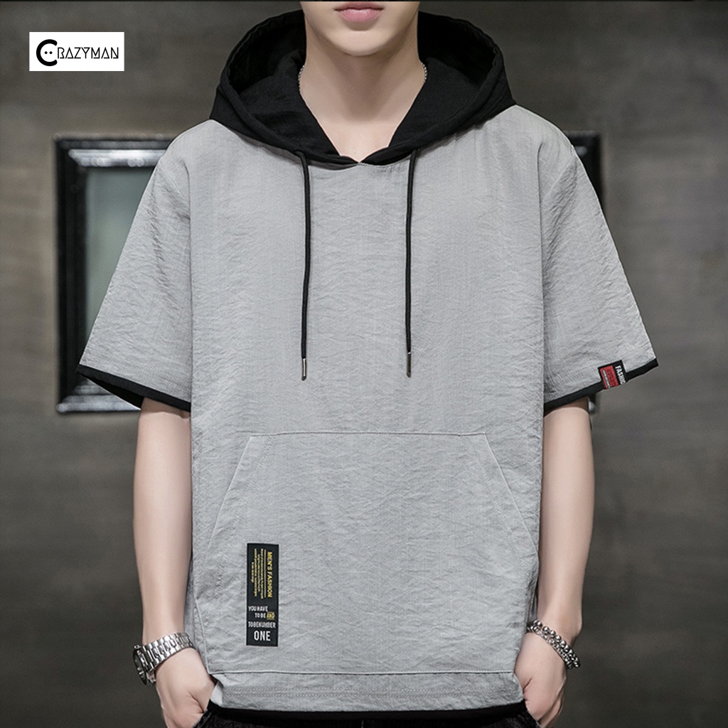 Áo sơ mi tay ngắn nam nữ unisex form rộng basic,áo sơ mi nam tay lỡ có mũ trùm đầu cực trẻ trung năng động