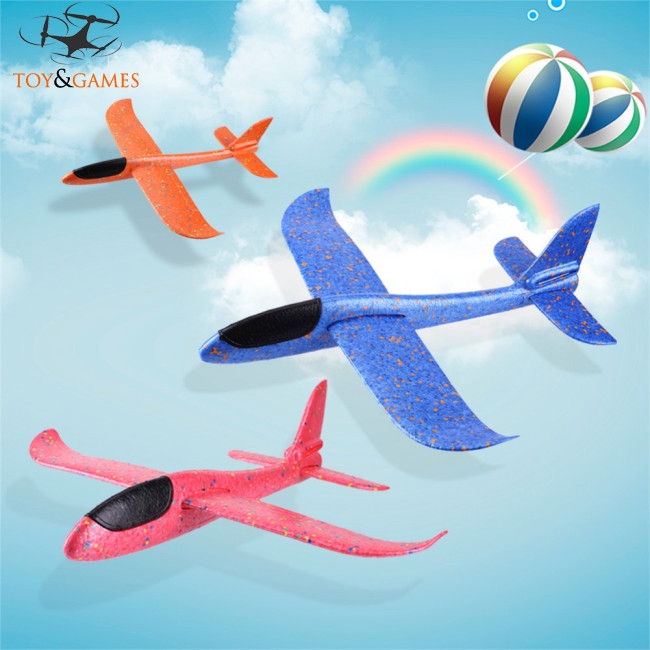 Máy bay xốp với cánh dài 35cm màu trơn lấp lánh đồ chơi cho trẻ