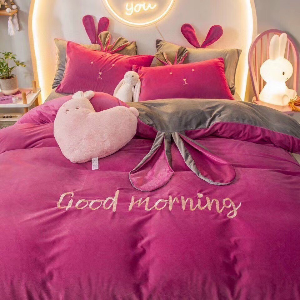 Bộ Vỏ Chăn Ga Gối Nỉ Nhung tai thỏ nhập khẩu đủ mọi kích thước HASUKO 1M2 .1M4 .1M6 .1M8 .2M2