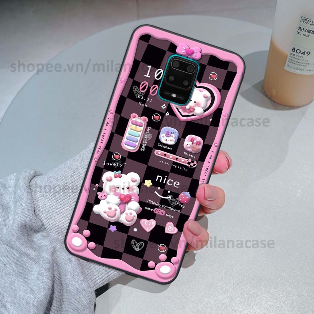 Ốp Xiaomi Redmi Note 9 / Note9s / Note 9 Pro hình đồng hồ icon gấu mèo cute cực dễ thương ngộ nghĩnh