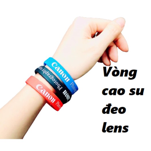 Vòng cao su đeo lens in chữ canon trang trí máy ảnh - nhiều màu sắc