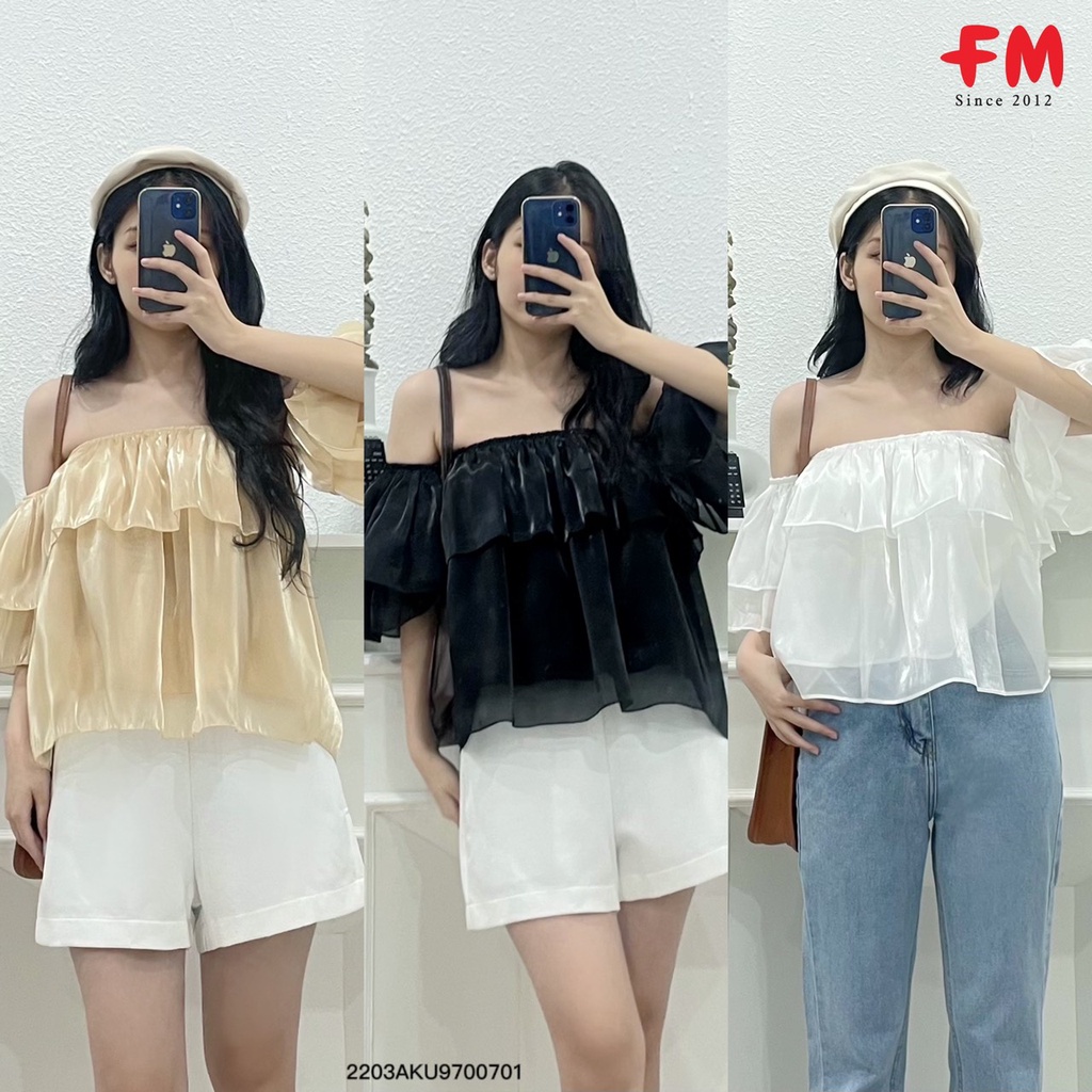 Áo voan trễ vai xếp tầng Tiều Thư | Áo trễ vai tay bồng candy top hottrend đẹp | Fmstyle Shop 220307046