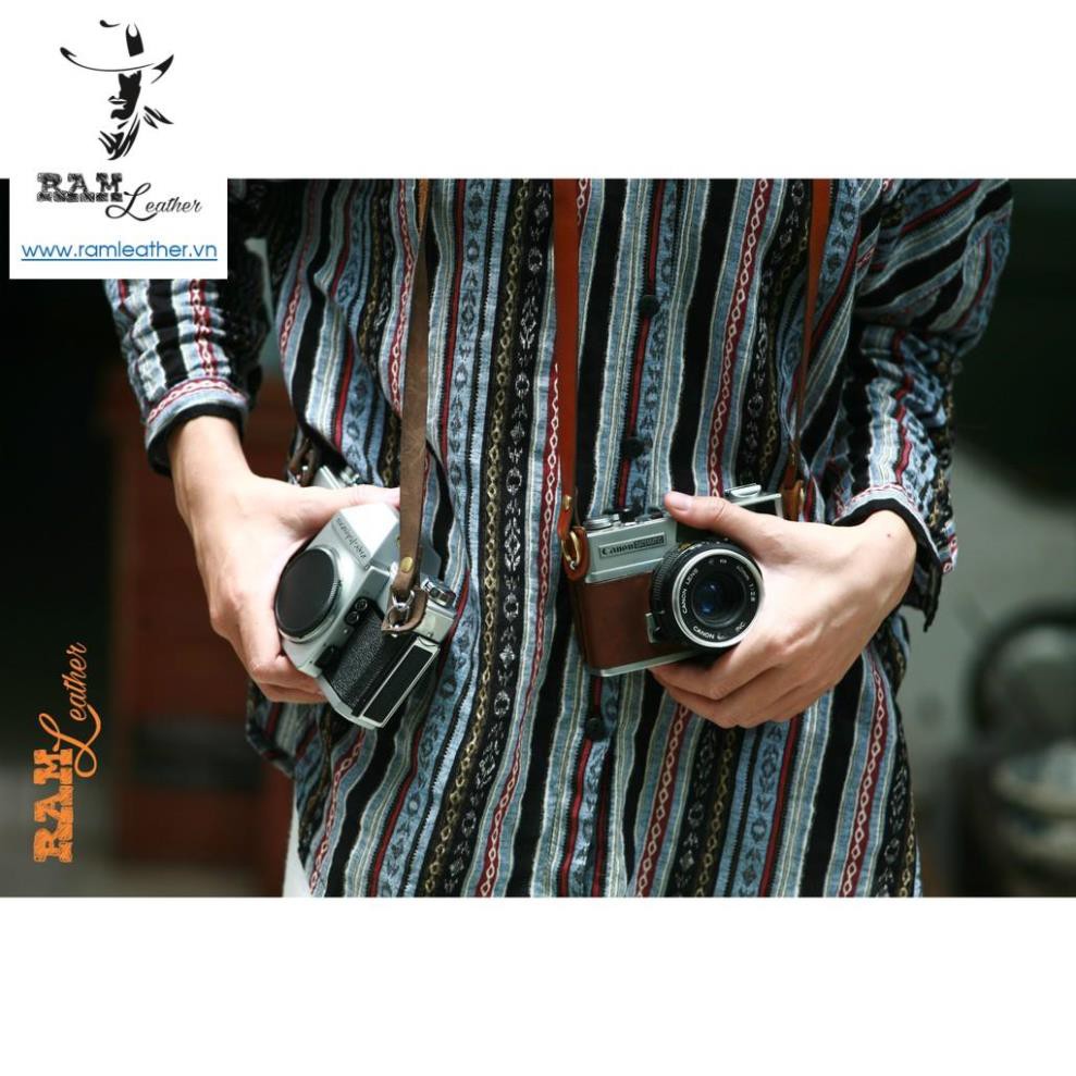 Dây Đeo Máy Ảnh Da Bò Thật Bền Đẹp Ram A2