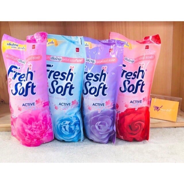 Nước xả mềm vải Thái Lan Fresh Soft đậm đặc hương dịu nhẹ bền lâu, túi 600ml (giao màu ngẫu nhiên)