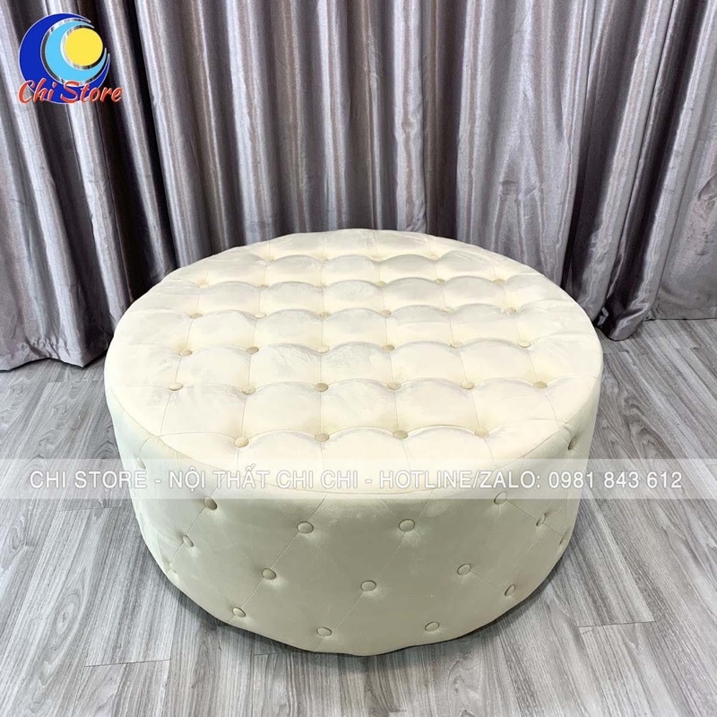 Ghế Đôn Sofa Tròn Đính Khuy Đường Kính 1M, Đôn Sofa Ngồi Chờ Tại Shop Sang Chảnh