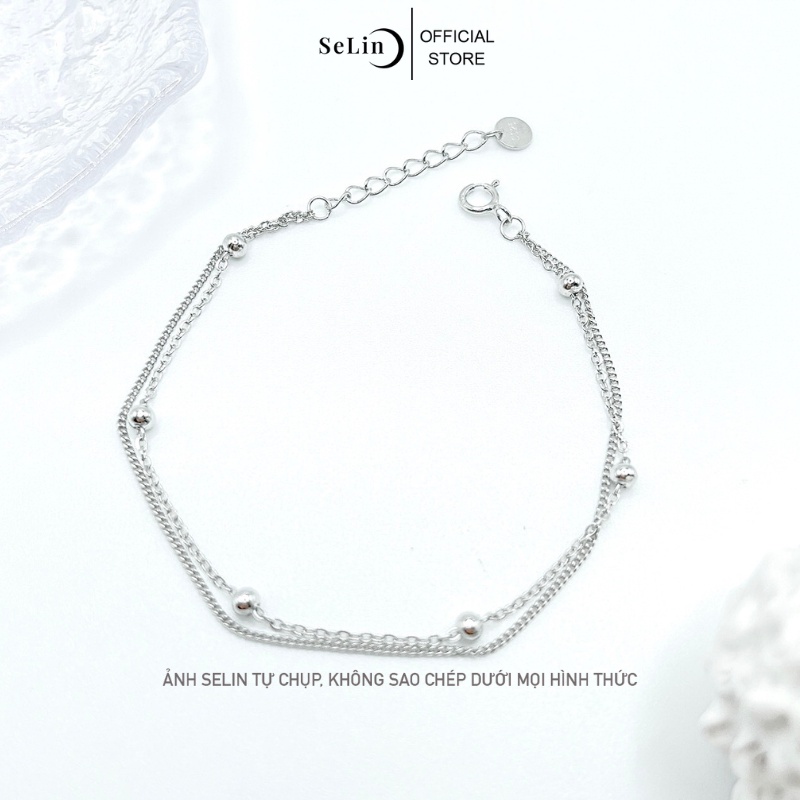 Lắc tay bạc 925 nữ điểm quả cầu, đơn gản SELIN JEWELRY - 0004
