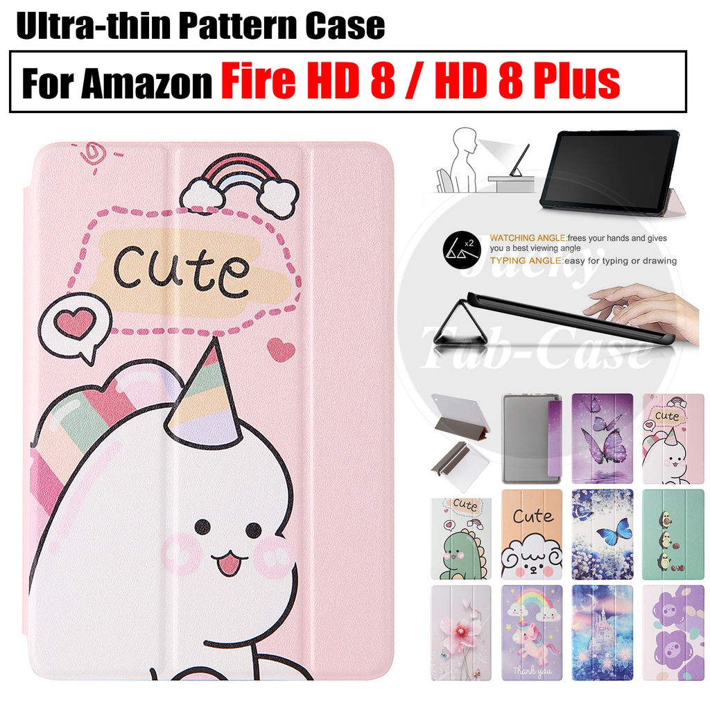 Ốp Máy Tính Bảng Silicone Mềm Siêu Mỏng Nắp Lật Cho Amazon Fire HD 8 / HD 8 Plus 2020 8.0 "HD8 10th 8th 7th 5th Gen