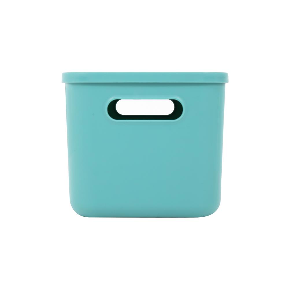 HomeBase STACKO Thùng nhựa có nắp size S R16xS26xC18cm màu xanh lá
