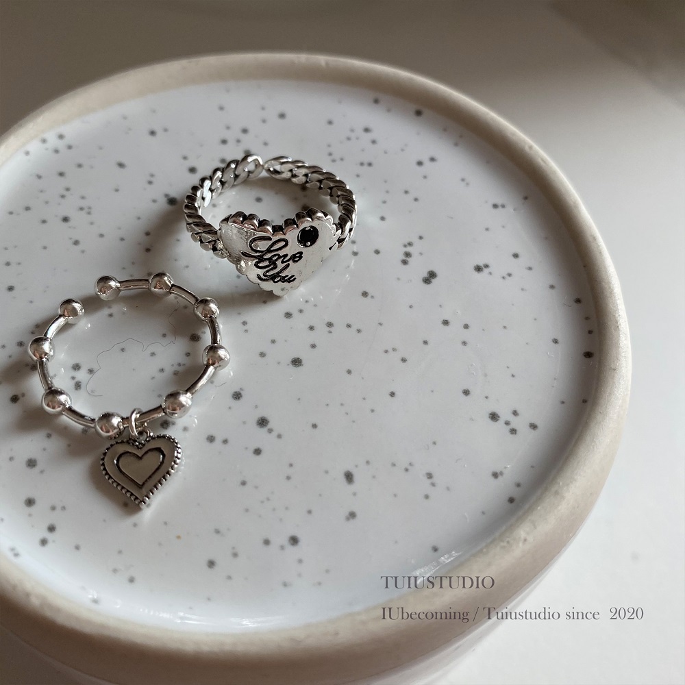 Bộ Nhẫn Bạc Cổ Điển Khắc Chữ Love You