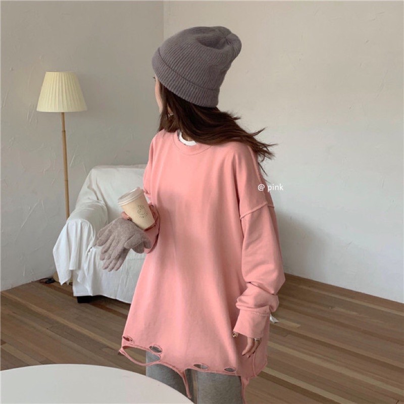 [ORDER] Áo nỉ sweeter trơn 4 màu rách đơn giản phong cách oversize | BigBuy360 - bigbuy360.vn