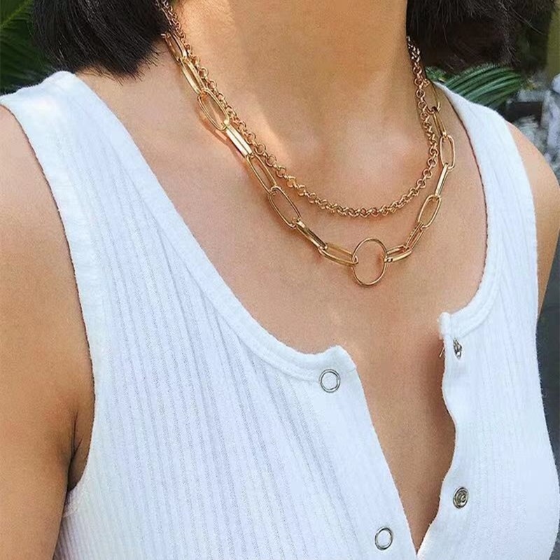 Vòng cổ choker xích nhiều lớp thời trang phong cách Âu Mỹ VC077