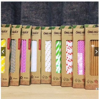 Hộp 100 ống hút giấy phi 6 TH Paper Straws