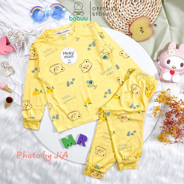 Bộ Dài Tay Thun Lạnh MINKY MOM Hình Động Vật Cho Bé Gái Bé Trai 1 2 3 4 5 6 Tuổi Chính Hãng-Đồ Bộ Cho Bé BABULALA DT02