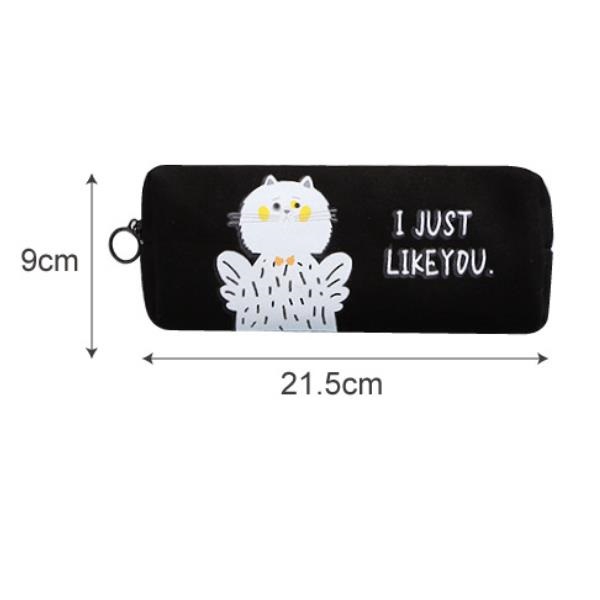 Dễ thương và đơn giản sáng tạo Cat Canvas Pencil Case Dung lượng lớn Dây kéo Hộp đựng Bút chì Hộp đựng bút chì