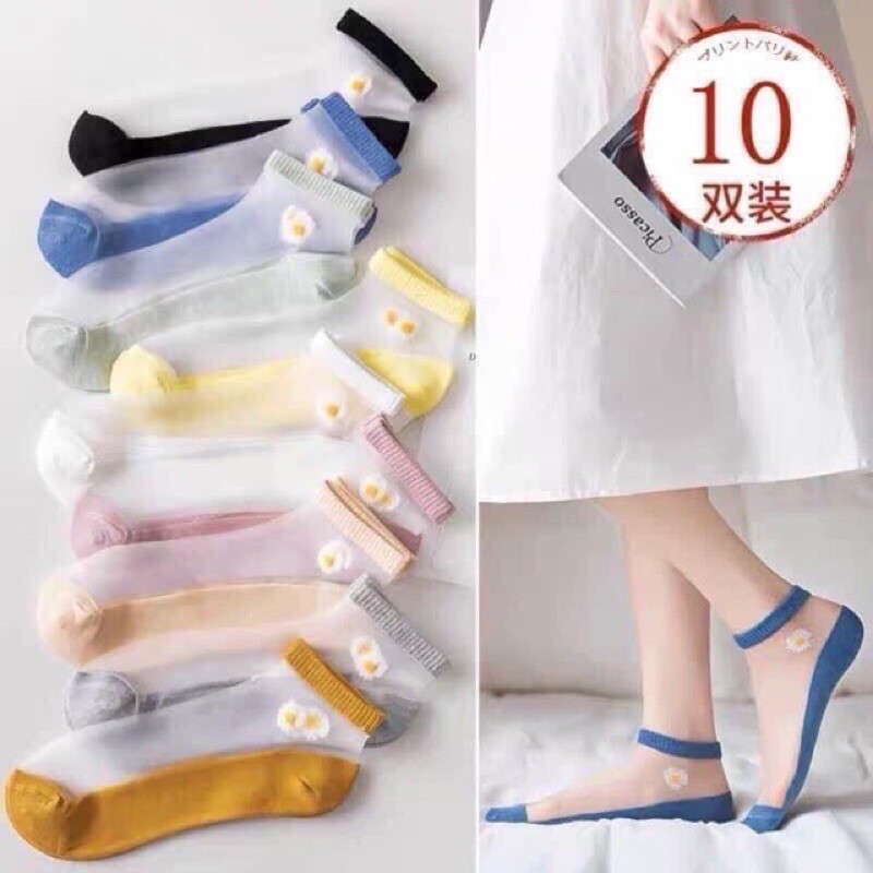 Combo 10 tất ren hoa cúc