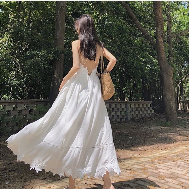 (D1) đầm ulzzang công chúa đan dây lưng freesize(ảnh khách mặc)