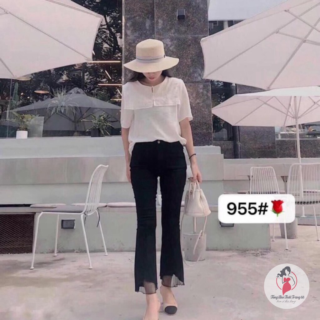 HOT -   Quần bò đen loe gấu lưới(ms955) - (mới)
