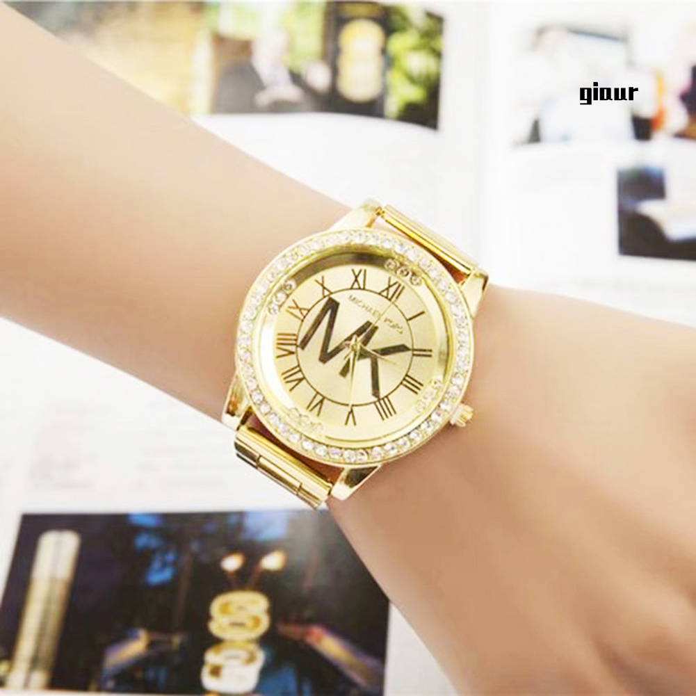 MICHAEL KORS Đồng Hồ Analog Máy Quartz Nữ Mặt Số La Mã Đính Hột Xoàn Dây Thép