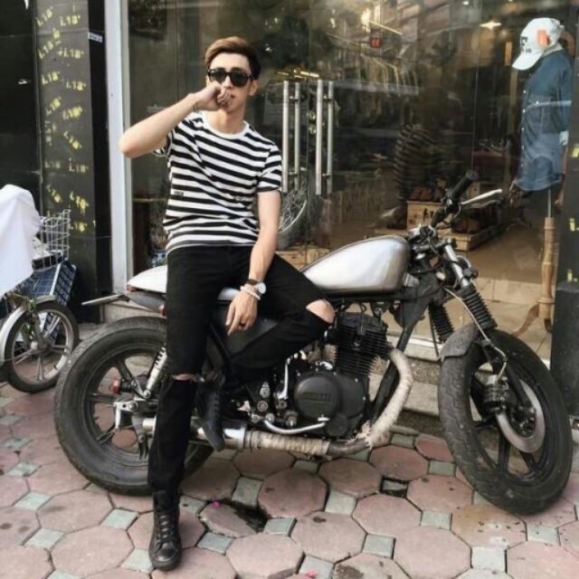 Quần jean nam rách gối cao cấp