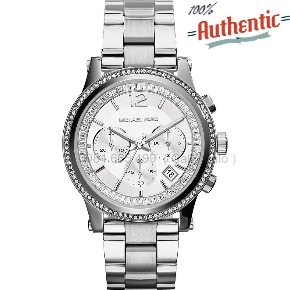 Đồng Hồ Nữ Michael Kors Heidi Chronograph Crystal Silver MK6062