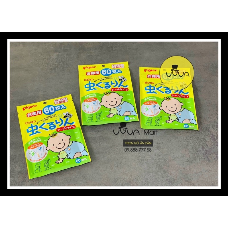 Miếng dán chống muỗi và côn trùng Pigeon cho bé từ 0 tháng tuổi nội địa Nhật Bản(60 sticker)