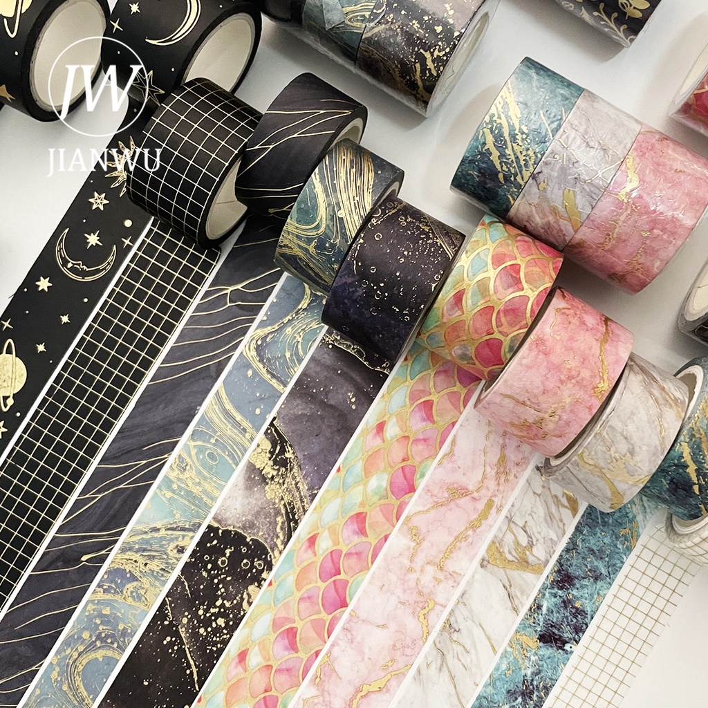 Bộ 3 Cuộn Băng Keo Washi Màu Đồng Dễ Thương Dùng Trang Trí Sổ Tay/ Trang Trí Sổ Tay DIY