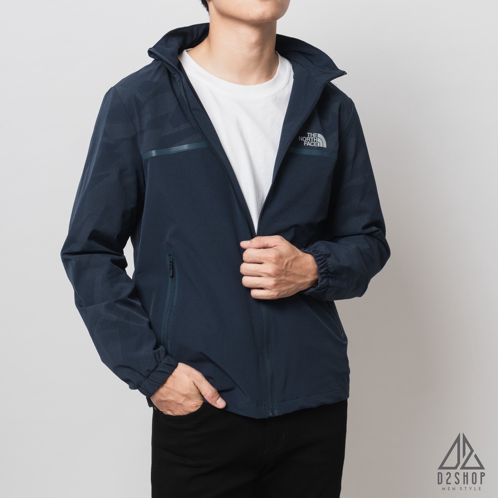 Áo khoác nam D2shop, áo khoác dù nam viền ngực NF phối 2 màu, màu xanh