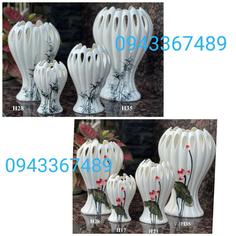 Lọ hoa bàn tay phật cao .17cm,23cm.Hàng sứ Bát Tràng