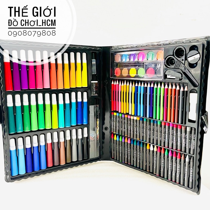 [HÀNG THẬT- CLIP THẬT] Đồ chơi hộp bút màu đa năng lớn 150 chi tiết dành cho bé yêu học vẽ, tô màu đầy sáng tạo.